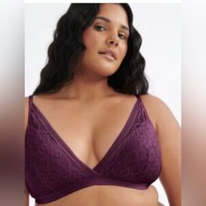 Knix purple deep V lace bra size XXL